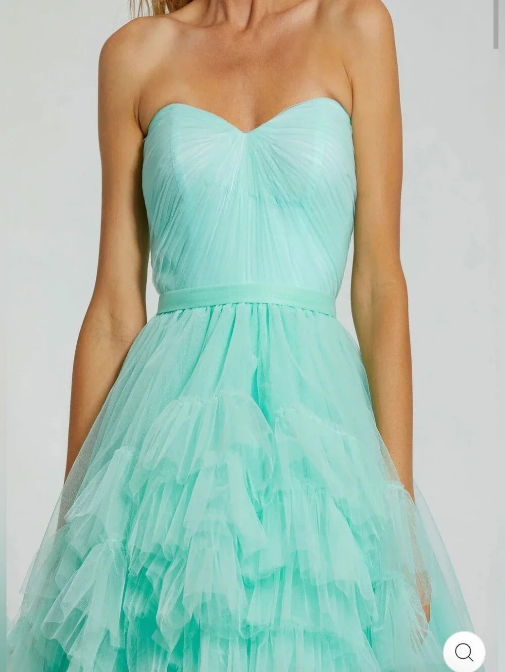Mac Duggal 20892 Strapless Mint High-Low Tulle Ruffle Dress Size 8 - Picture 3 of 3
